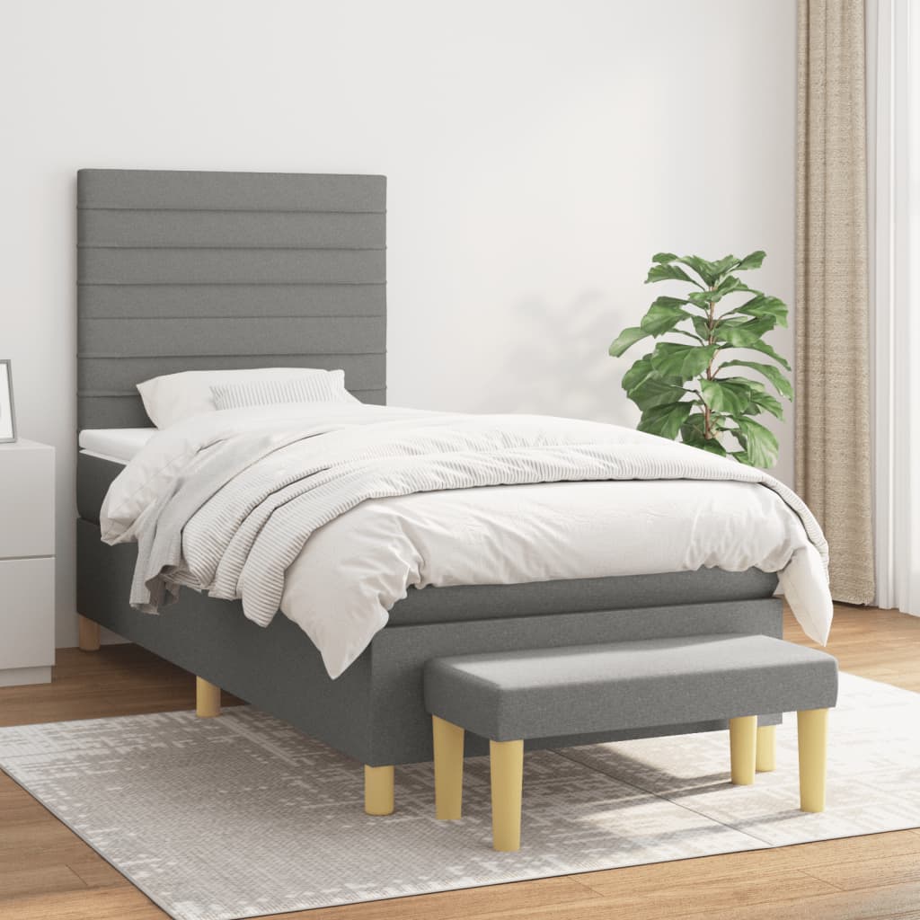 kontinentalseng med madras 80x200 cm stof mørkegrå