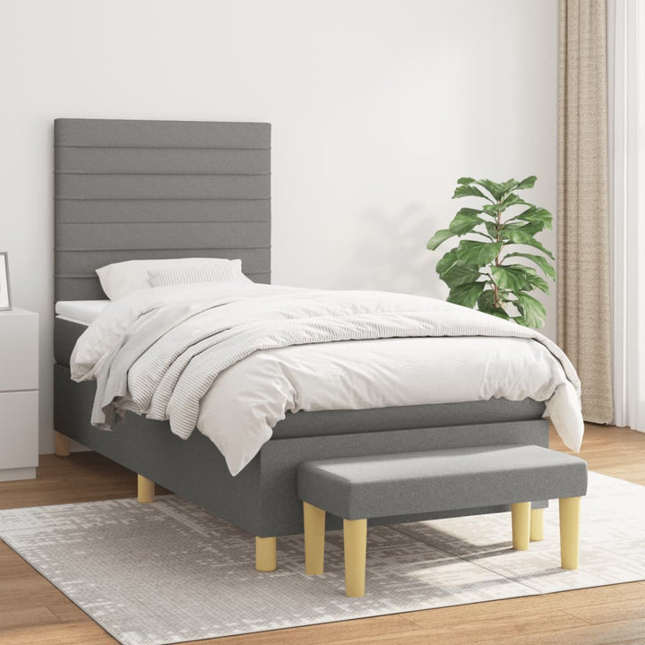 kontinentalseng med madras 80x200 cm stof mørkegrå