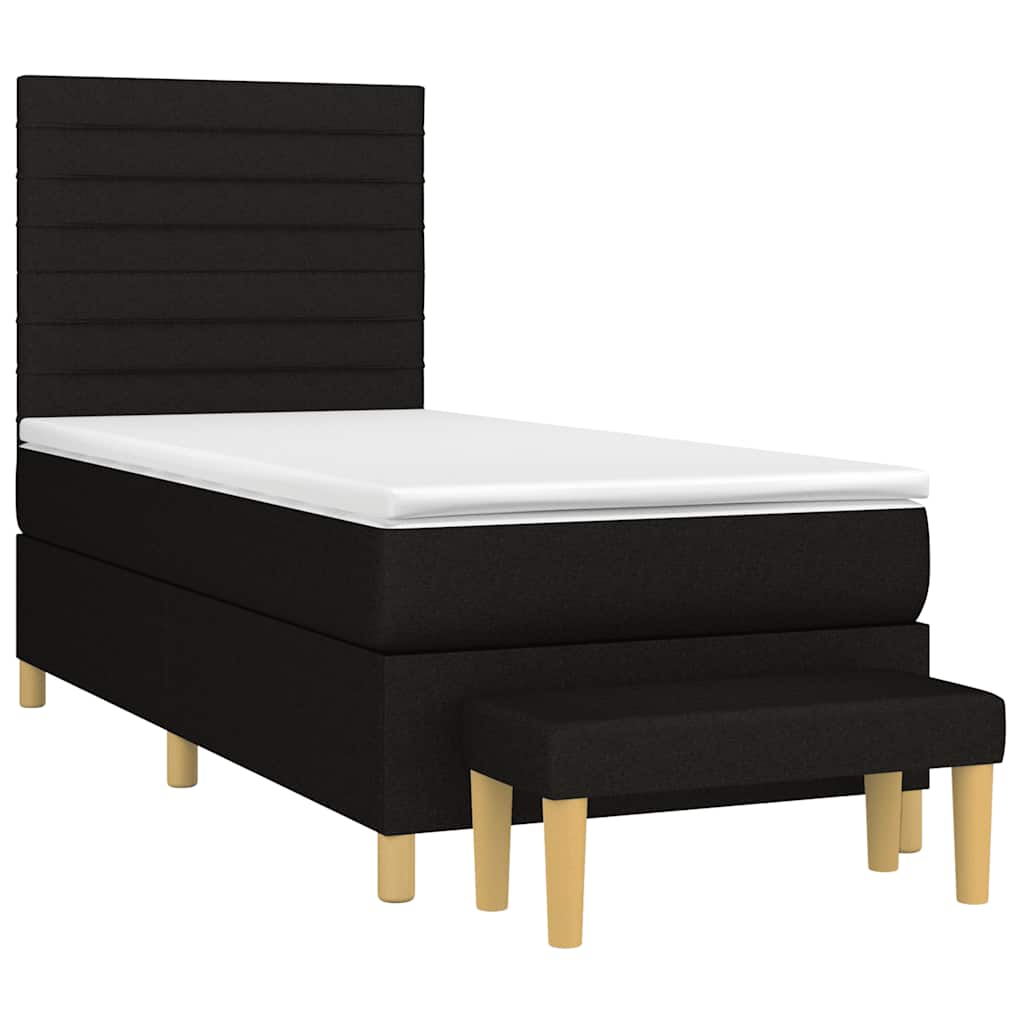 kontinentalseng med madras 90x190 cm stof sort