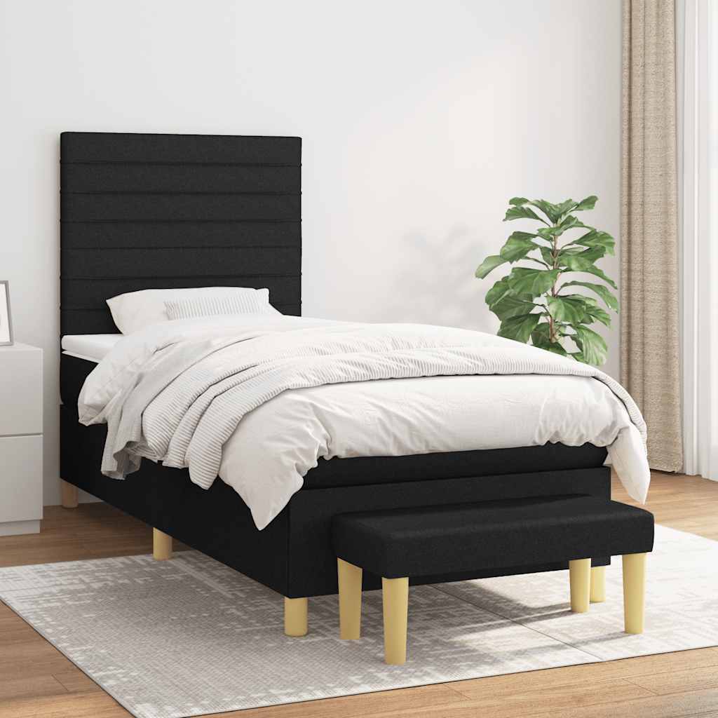 kontinentalseng med madras 90x190 cm stof sort