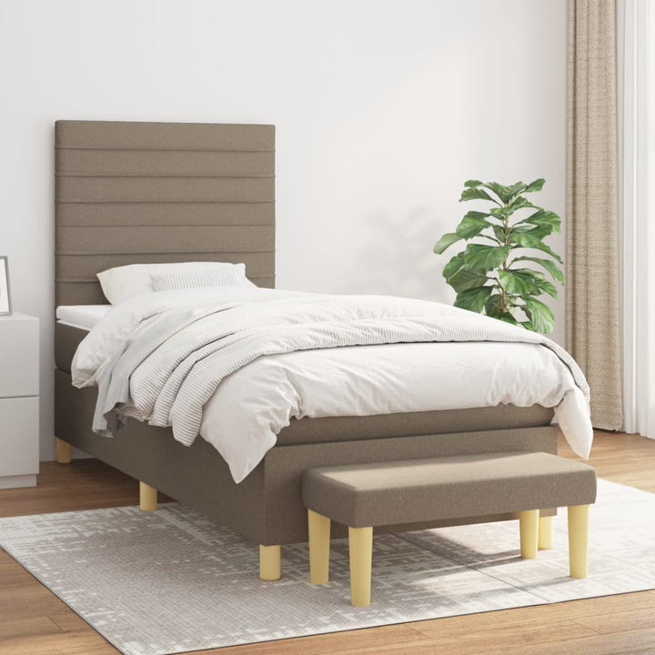 kontinentalseng med madras 90x190 cm stof gråbrun