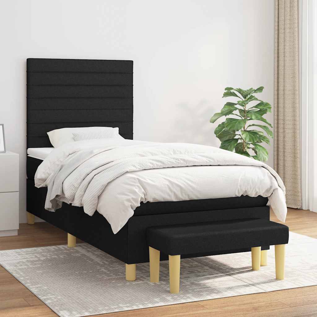 kontinentalseng med madras 90x200 cm stof sort