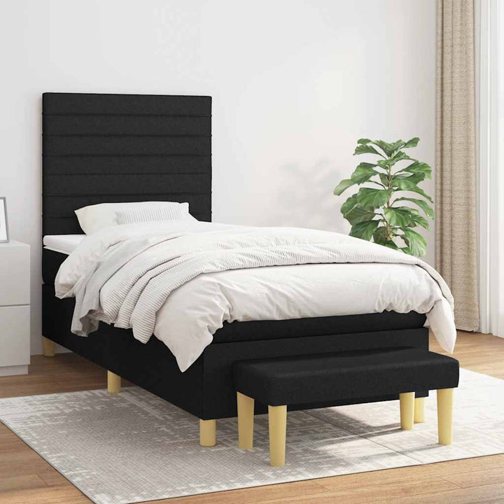 kontinentalseng med madras 90x200 cm stof sort