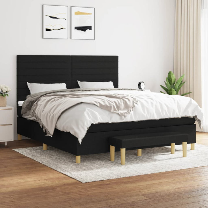 kontinentalseng med madras 160x200 cm stof sort