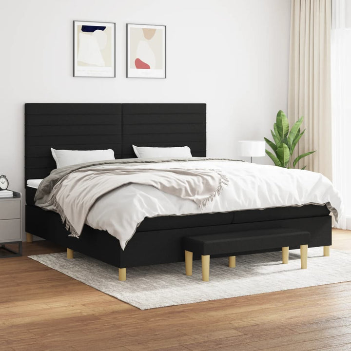kontinentalseng med madras 200x200 cm stof sort