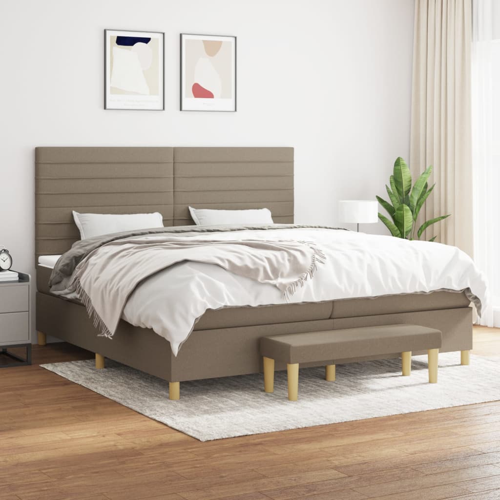 kontinentalseng med madras 200x200 cm stof gråbrun