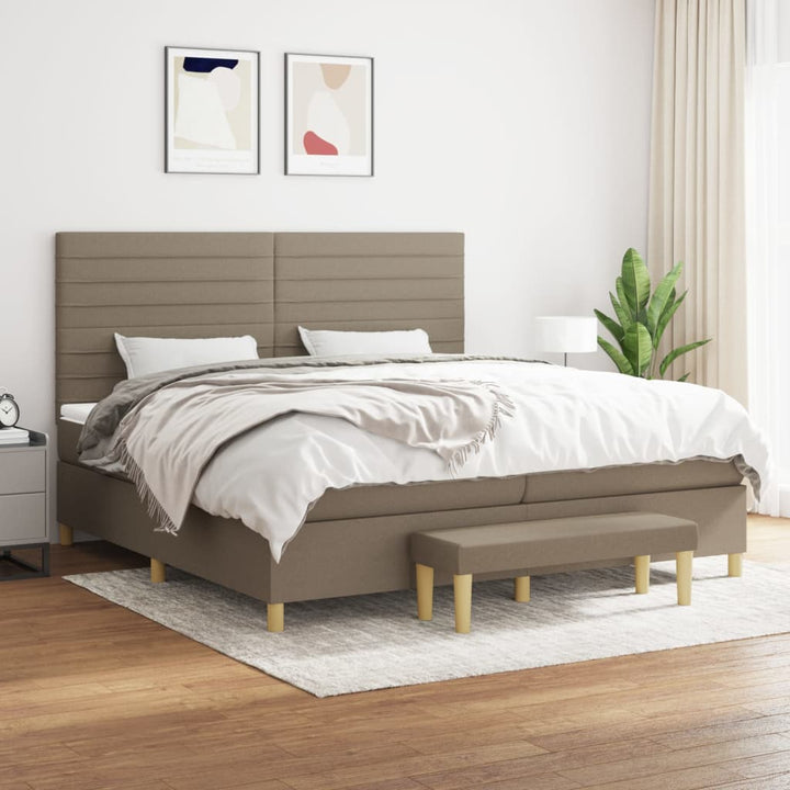 kontinentalseng med madras 200x200 cm stof gråbrun