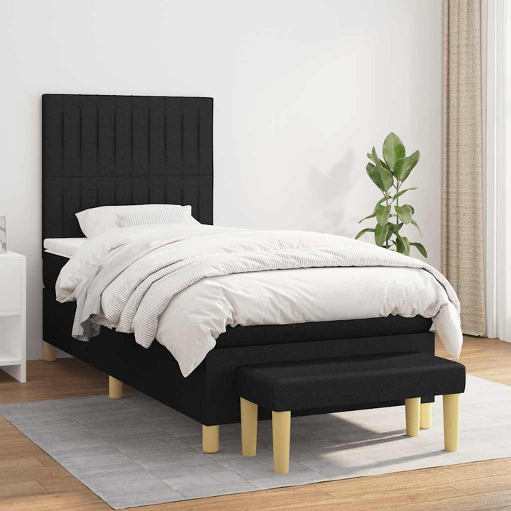 kontinentalseng med madras 90x200 cm stof sort