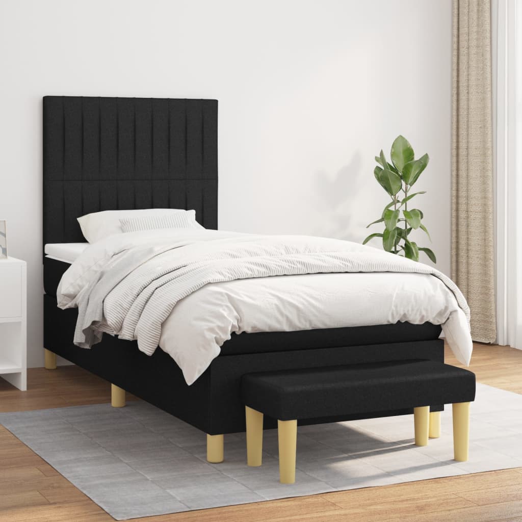 kontinentalseng med madras 100x200 cm stof sort