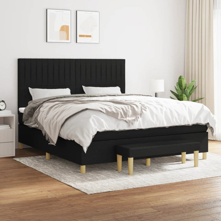 kontinentalseng med madras 180x200 cm stof sort