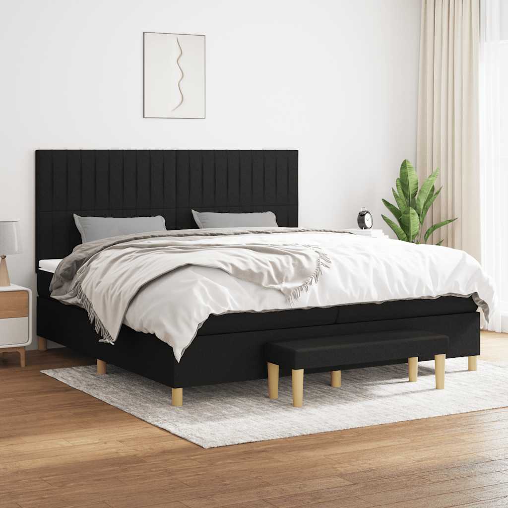 kontinentalseng med madras 200x200 cm stof sort