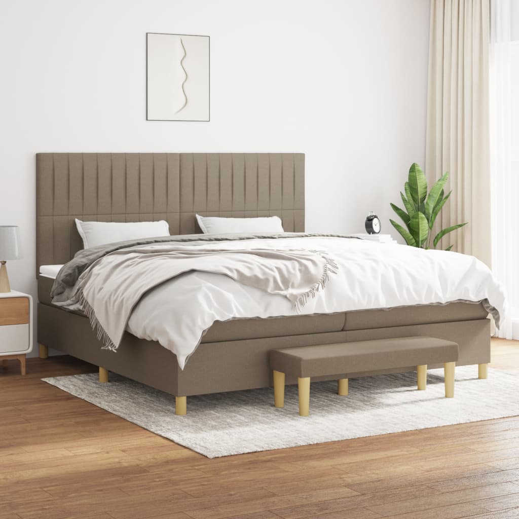 kontinentalseng med madras 200x200 cm stof gråbrun