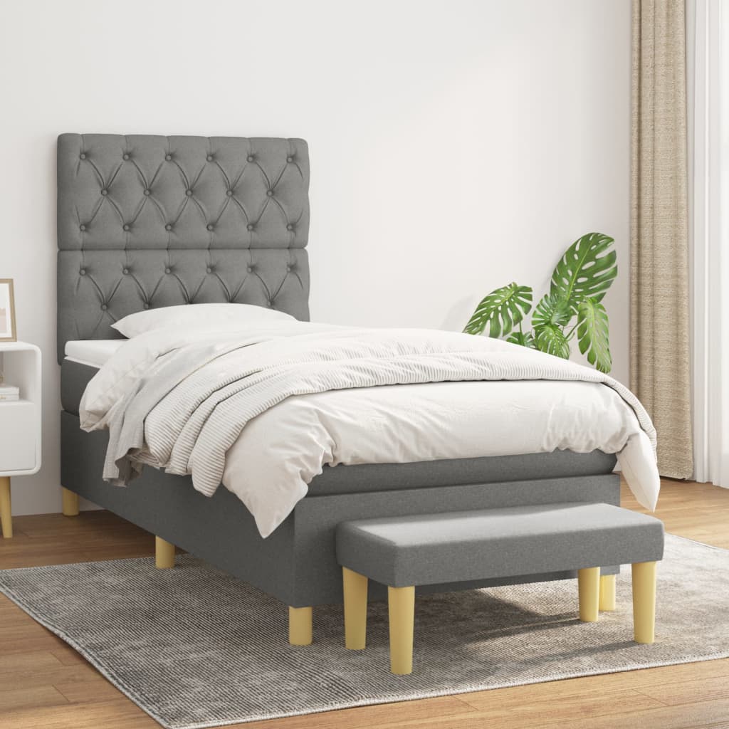 kontinentalseng med madras 80x200 cm stof mørkegrå