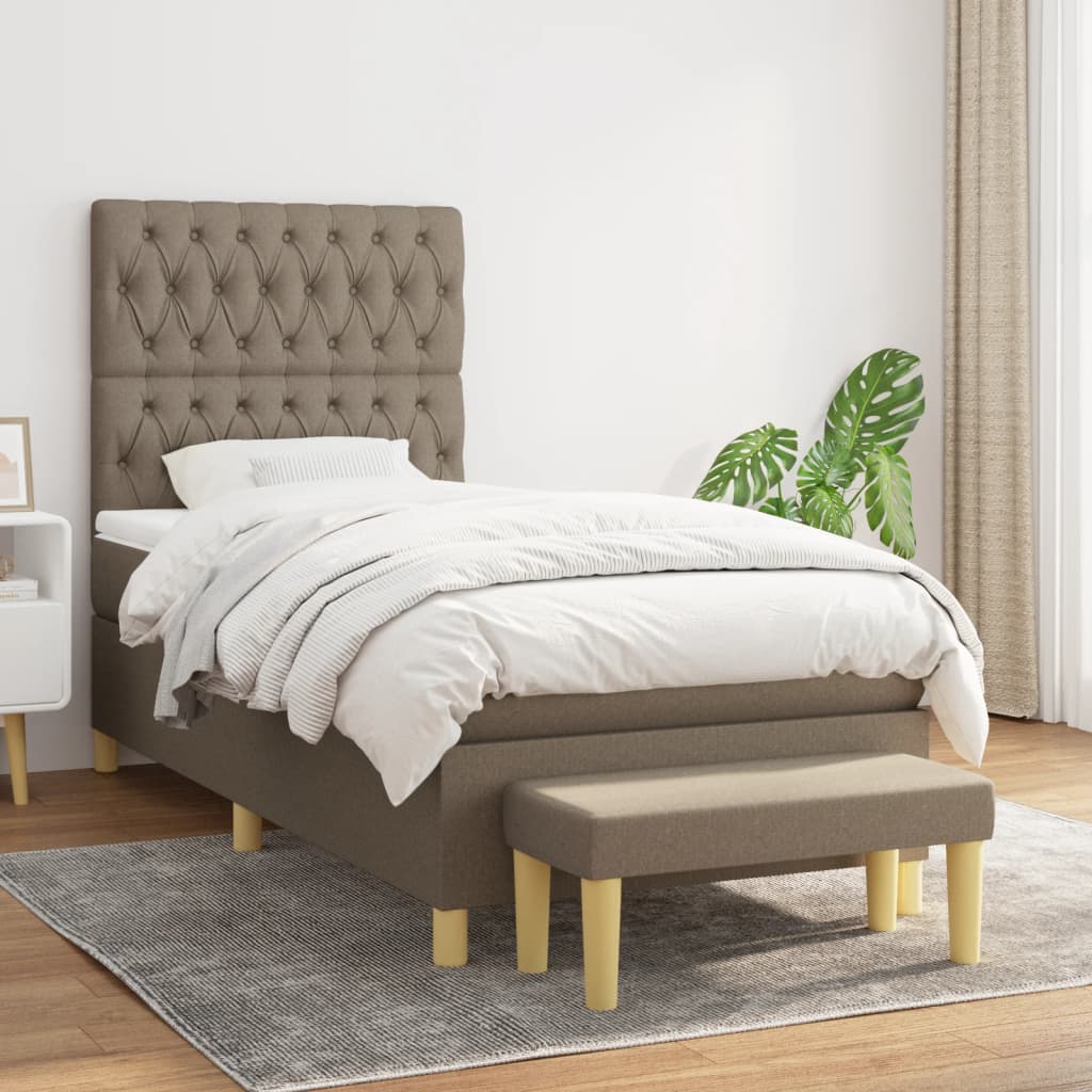 kontinentalseng med madras 90x200 cm stof gråbrun