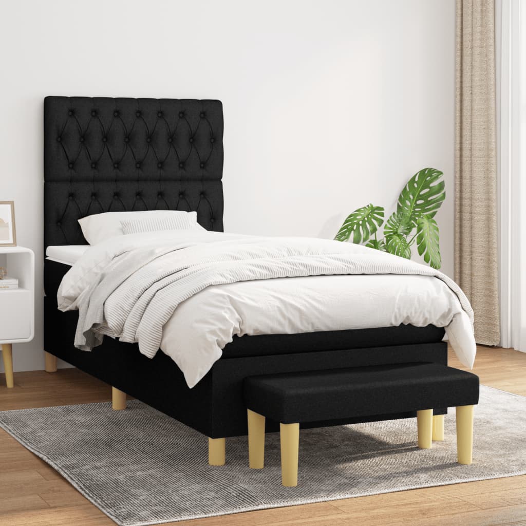 kontinentalseng med madras 100x200 cm stof sort