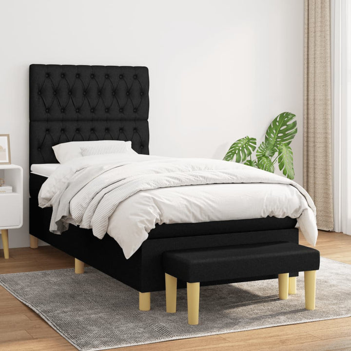 kontinentalseng med madras 100x200 cm stof sort