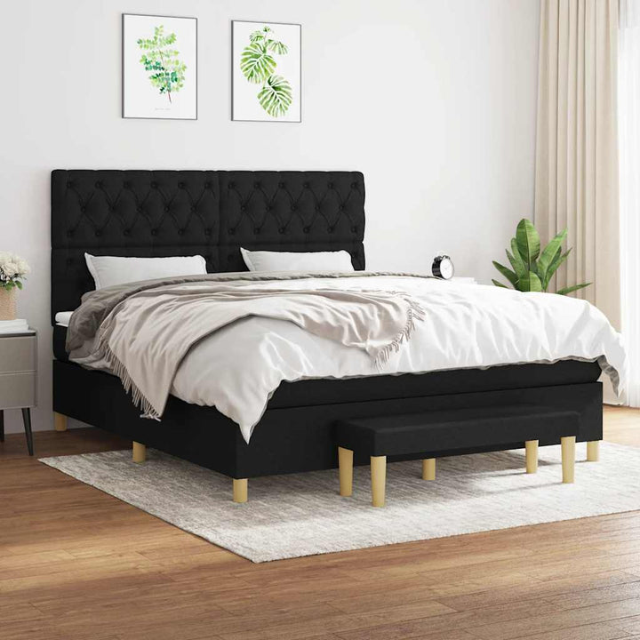 kontinentalseng med madras 160x200 cm stof sort