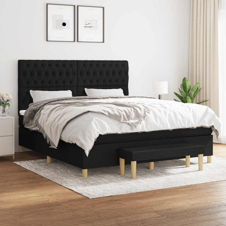 kontinentalseng med madras 180x200 cm stof sort