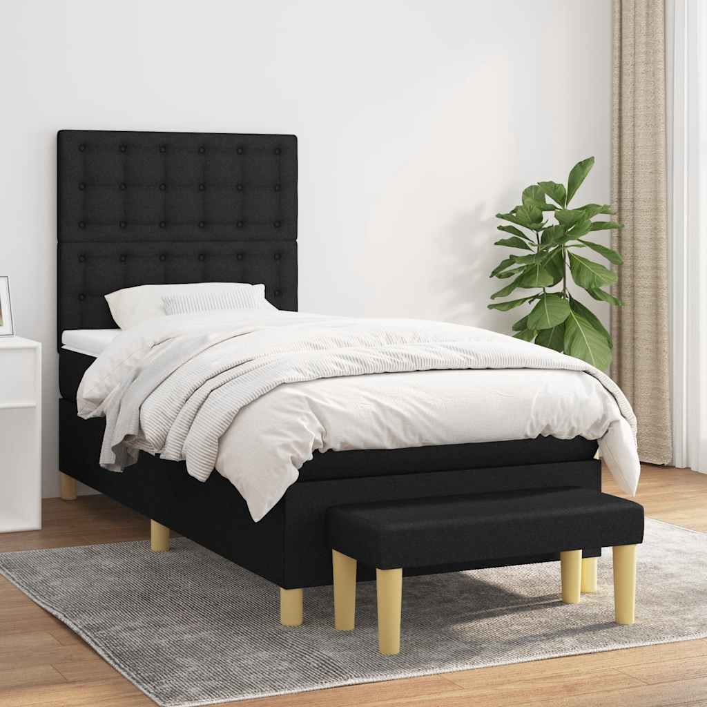 kontinentalseng med madras 80x200 cm stof sort