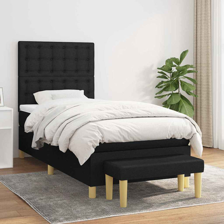 kontinentalseng med madras 100x200 cm stof sort