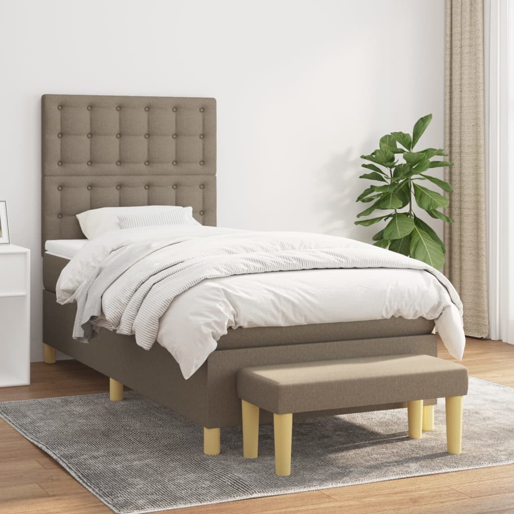 kontinentalseng med madras 100x200 cm stof gråbrun