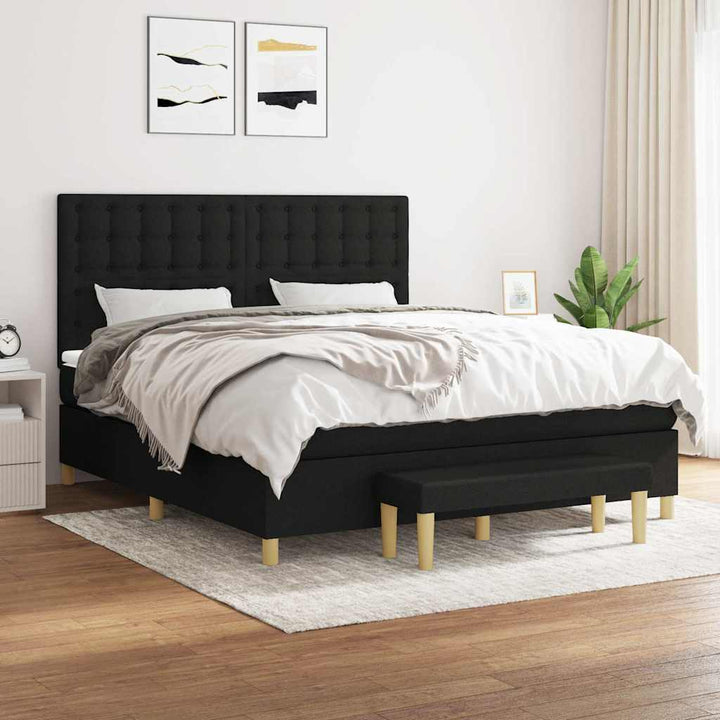 kontinentalseng med madras 160x200 cm stof sort