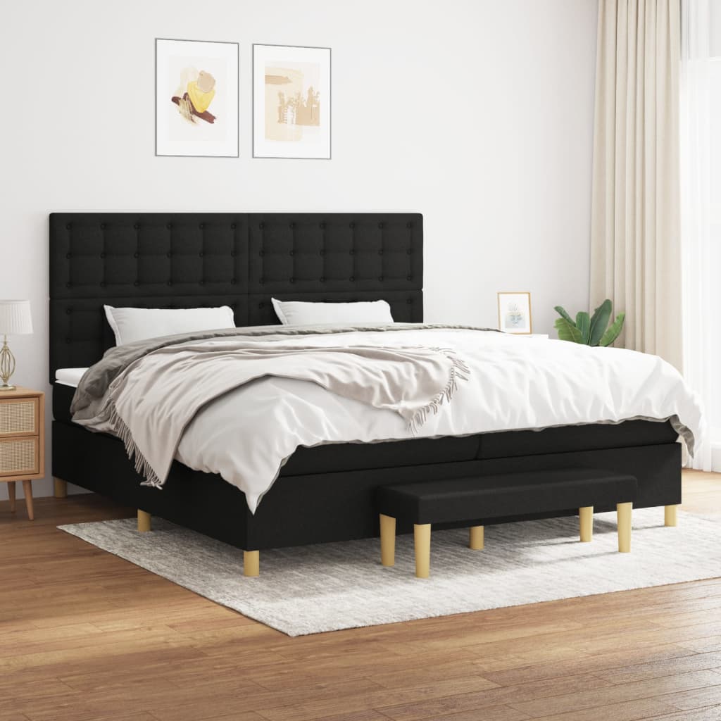 kontinentalseng med madras 200x200 cm stof sort