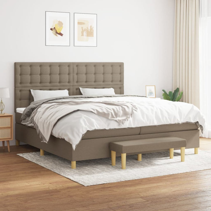 kontinentalseng med madras 200x200 cm stof gråbrun