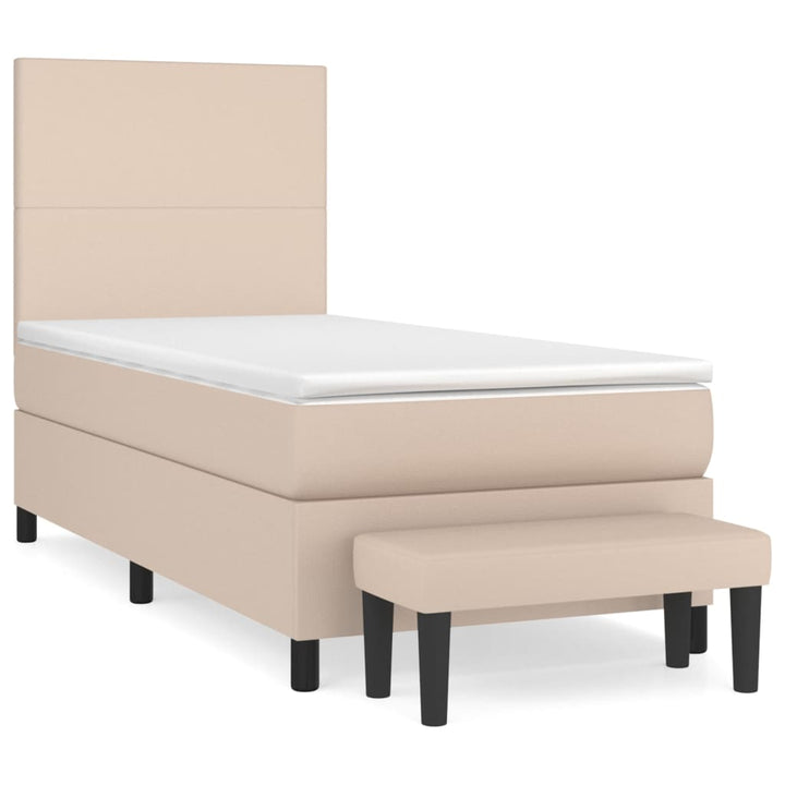 kontinentalseng 90x200 cm kunstlæder cappuccinofarvet