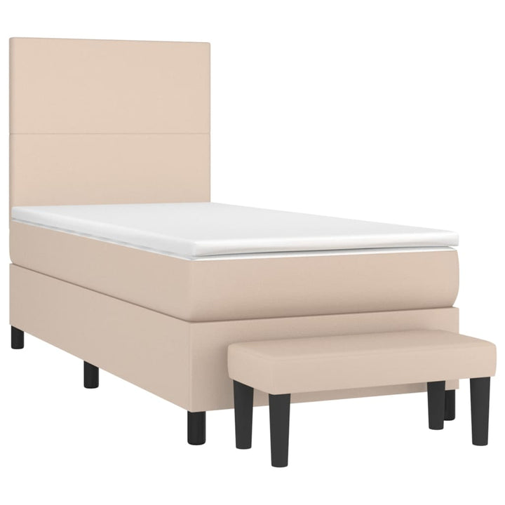 kontinentalseng 90x200 cm kunstlæder cappuccinofarvet
