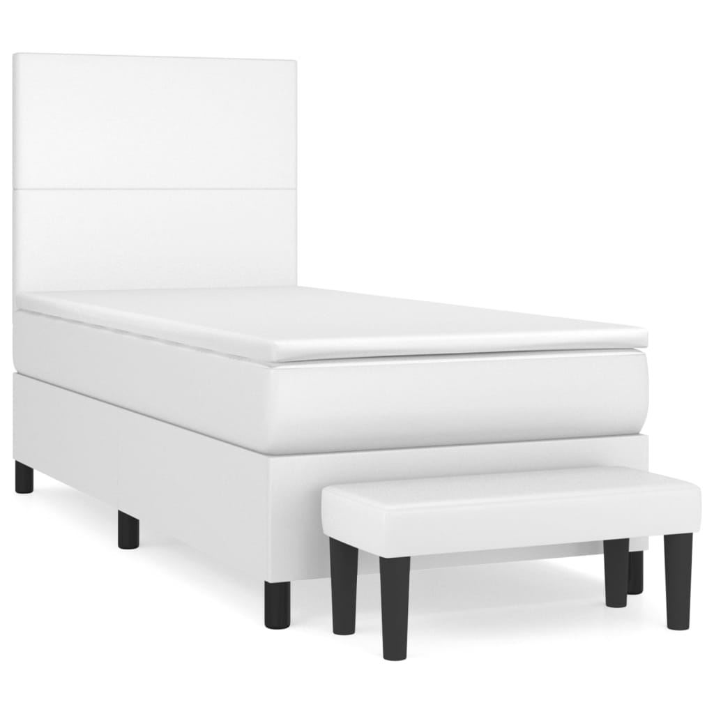 kontinentalseng med madras 100x200 cm kunstlæder hvid