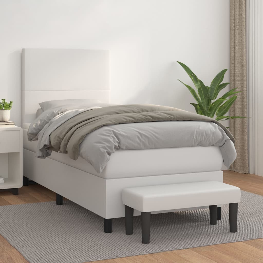 kontinentalseng med madras 100x200 cm kunstlæder hvid