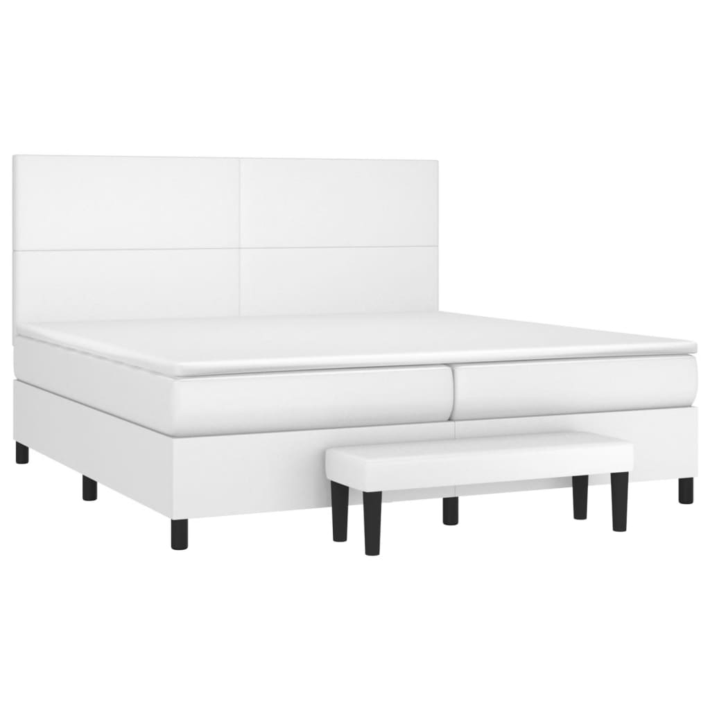 kontinentalseng med madras 200x200 cm kunstlæder hvid