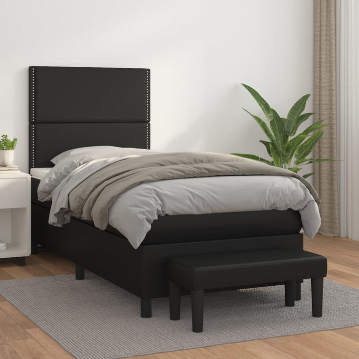 kontinentalseng med madras 90x190 cm kunstlæder sort