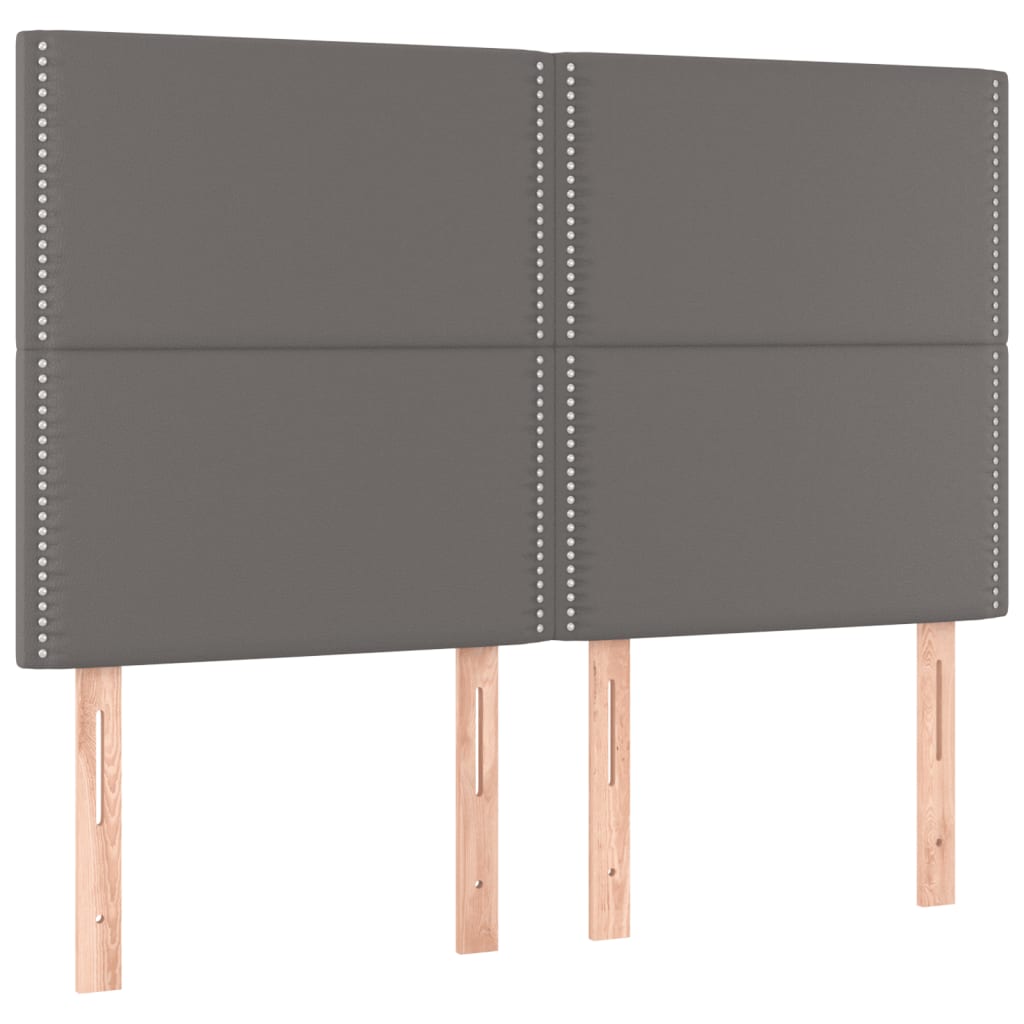 kontinentalseng med madras 140x190 cm kunstlæder grå