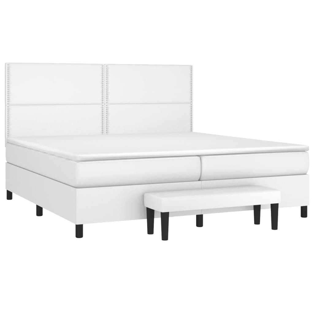 kontinentalseng med madras 200x200 cm kunstlæder hvid