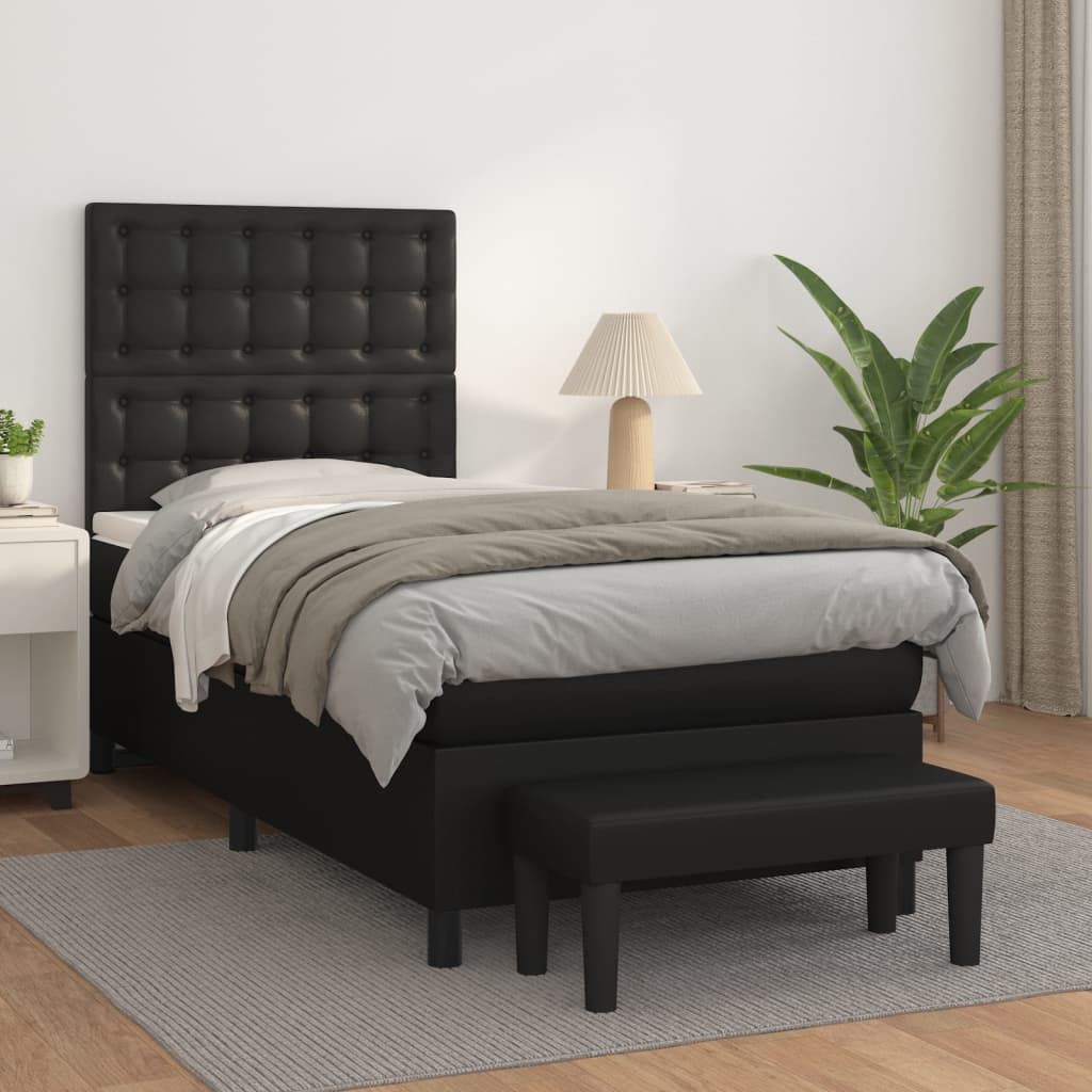 kontinentalseng med madras 90x190 cm kunstlæder sort