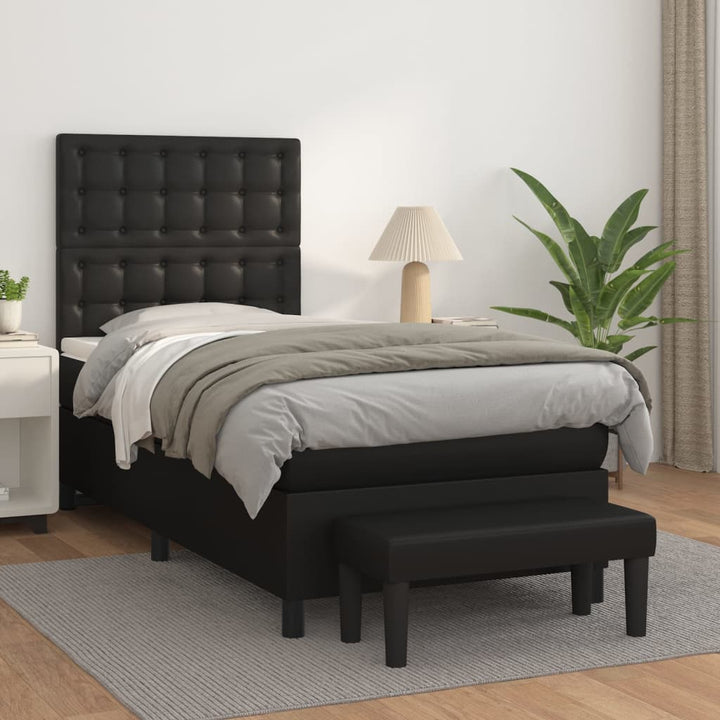 kontinentalseng med madras 90x190 cm kunstlæder sort