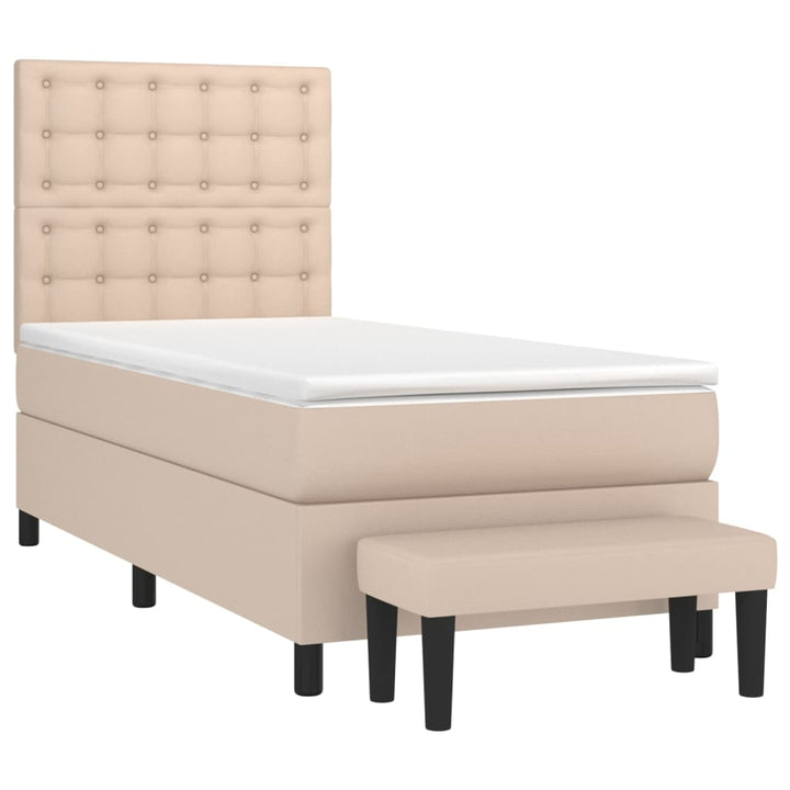 kontinentalseng 100x200 cm kunstlæder cappuccinofarvet