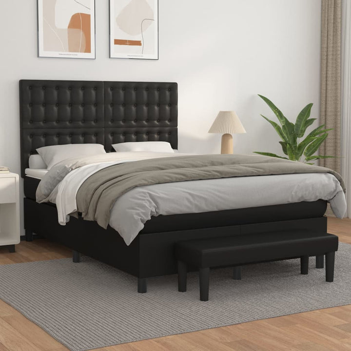 kontinentalseng med madras 140x190 cm kunstlæder sort