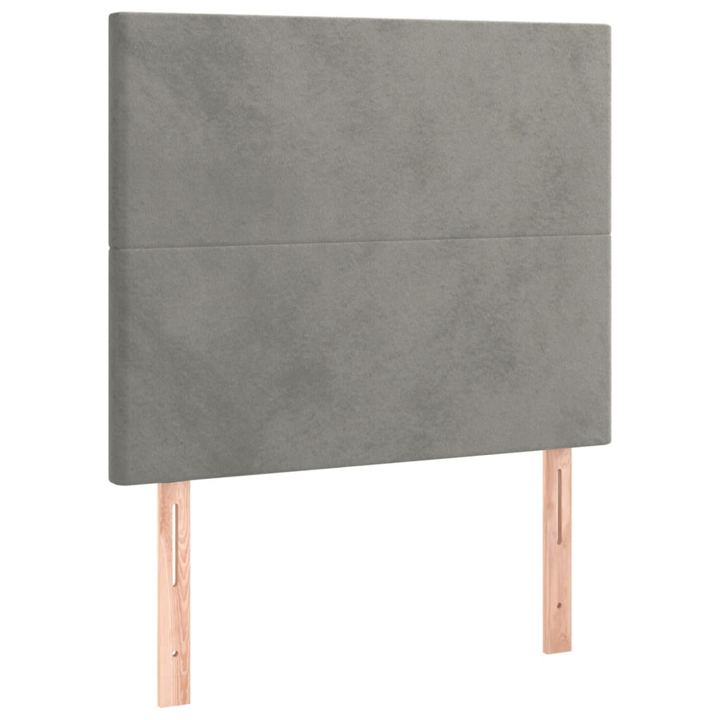 kontinentalseng med madras 90x200cm fløjl lysegrå