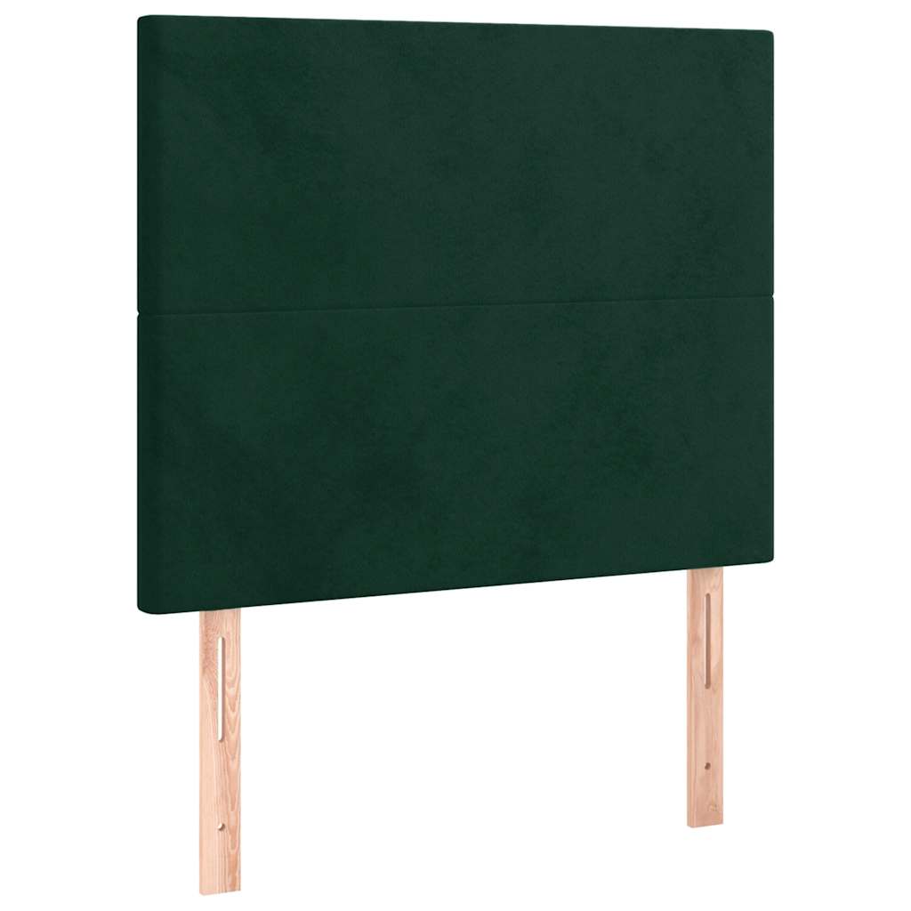 kontinentalseng med madras 90x200 cm fløjl mørkegrøn