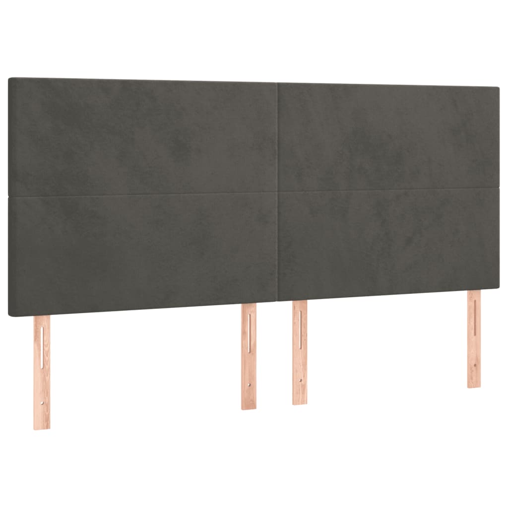 kontinentalseng med madras 160x200 cm fløjl mørkegrå