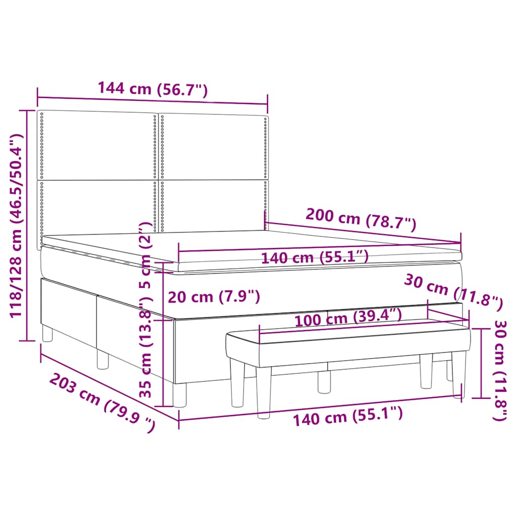 kontinentalseng med madras 140x200 cm fløjl mørkegrøn