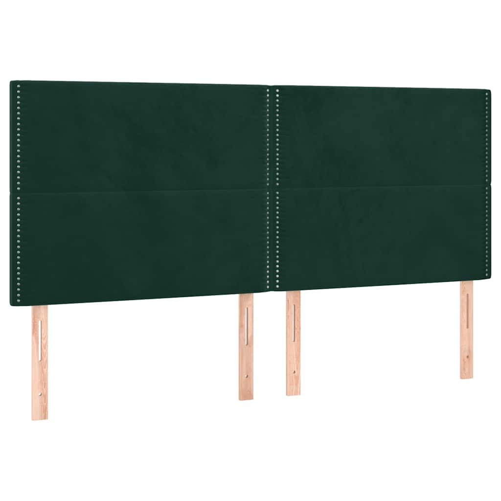 kontinentalseng med madras 200x200 cm fløjl mørkegrøn