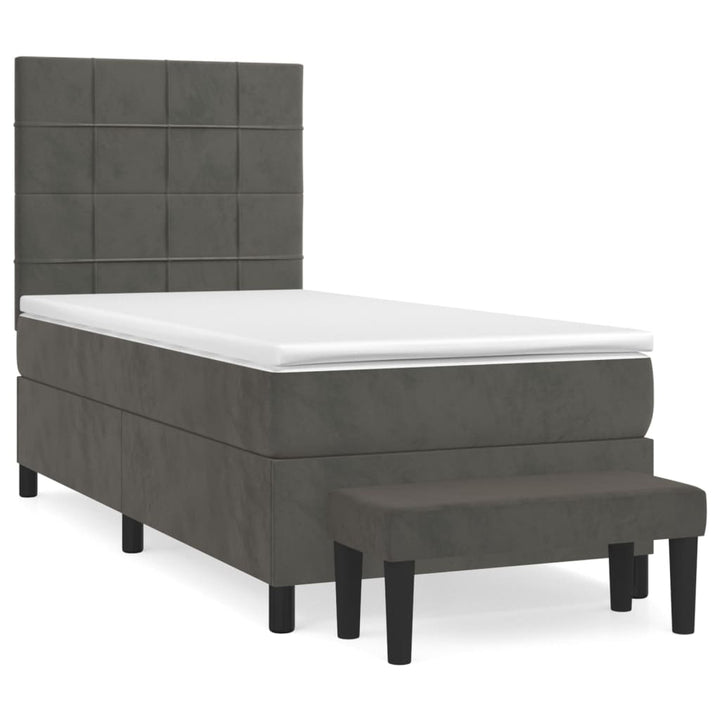 kontinentalseng med madras 100x200 cm fløjl mørkegrå