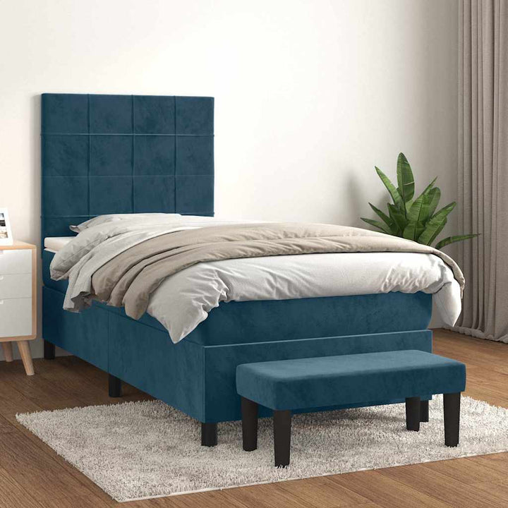 kontinentalseng med madras 100x200 cm fløjl mørkeblå