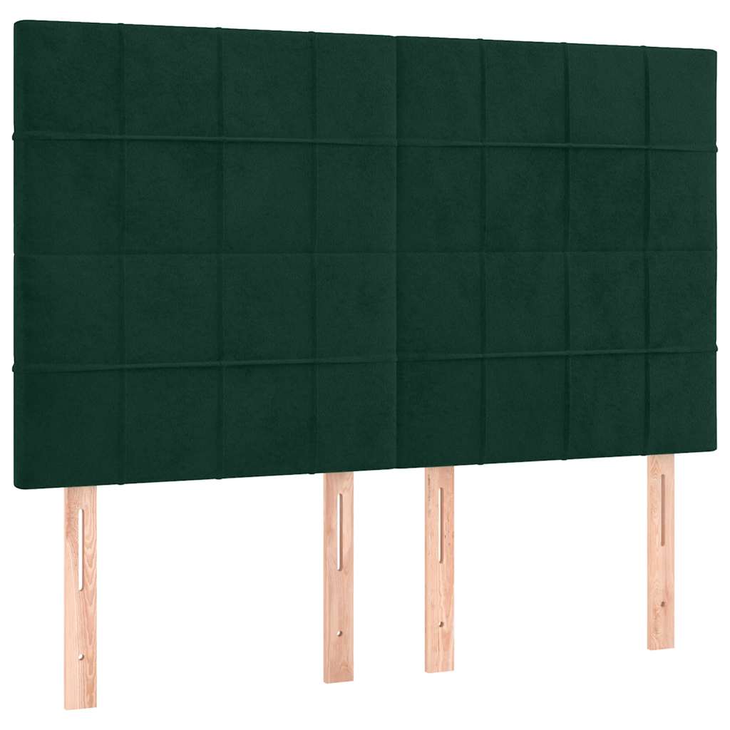 kontinentalseng med madras 140x200 cm fløjl mørkegrøn