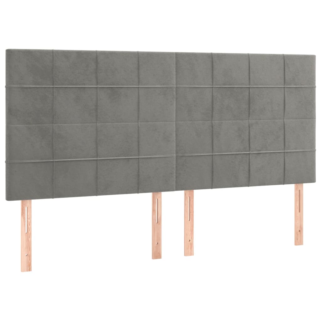 kontinentalseng med madras 200x200 cm fløjl lysegrå