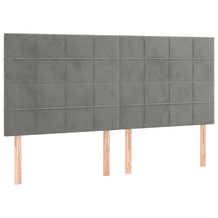 kontinentalseng med madras 200x200 cm fløjl lysegrå